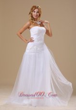 Princess Lace Bridal Dresses Ruching Appliques Brush Train