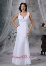 Feminine Scoop Bridal Gown Beaded Straps Watteau Train