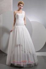 Designer One Shoulder Beach Wedding Gowns Wrapped Style