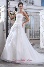 Handmade Floral One Shoulder Bridal Dress Court Wrapped