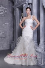 Pretty Mermaid One Shoulder Bridal Gowns Court Corset