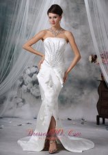 Qualified Satin Mermaid Strapless Beaded Wedding Dress