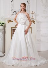 Unique Floral Strapless Wedding Dress Organza