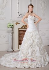 Gorgeous Wedding Dress Fabric With Rolling Flowers