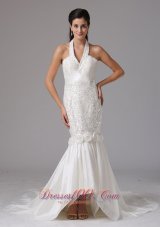 Romantic Mermaid Halter Beaded Wedding Dress