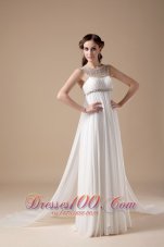 Elegant Empire Scoop Chiffon Beading Wedding Gown