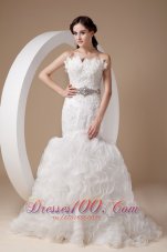 Mermaid Floral Strapless Beading and Appliques Wedding Dresses