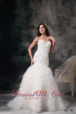 Mermaid Sweetheart Bridal Dresses Feather Beading