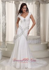 Sexy Mermaid V-neck Chiffon Rhinestone Bridal Dresses