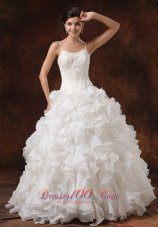 Bust Ruffles Spaghetti Straps Bridal Dresses