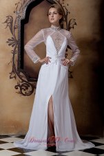 Long Sleeves Empire High-neck Chiffon Beading Bridal Dresses