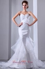 Spaghetti Straps Mermaid Ruffles Wedding Dress