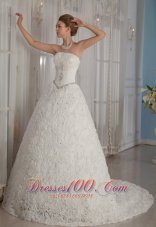 Romantic Rolling Flowers Princess Beading Wedding Dress