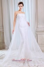 Pretty Mermaid Tulle Appliques Wedding Dress 2014