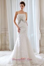 Elegant Special Fabric Mermaid Strapless Wedding Dress