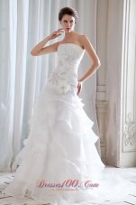 Fitted Princess Strapless Organza Ruchings Wedding Dress