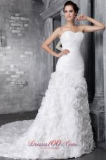 Gorgeous Rolling Flowers Sweetheart Ruffles Wedding Dress