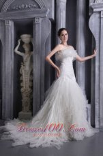 Gorgeous Mermaid Strapless Organza Ruffles Wedding Dress