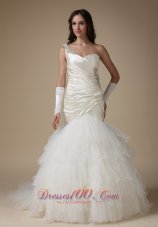 Chic One Shoulder Taffeta and Organza Wedding Dress