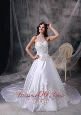 Wedding Dress Halter Satin Embroidery and Beading