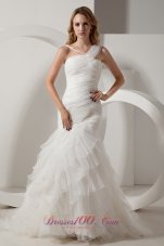 Mermaid V-neck Organza Ruffles Wedding Dress