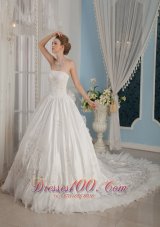 Strapless Cathedral Train Bridal Dress Taffeta