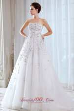 Sweet Strapless Tulle Beading Bridal Dress