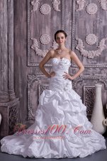 Taffeta Strapless A-line Bridal Dress Beading Court Train