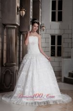 Strapless Special Fabric Beading A-line Bridal Wedding Dress