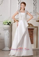 Beading And Bowknot Strapless Taffeta Brush Train Wedding Gown