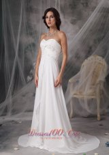 Court Train Chiffon Sweetheart Appliques Wedding Bridal Gown