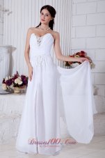 Brush Train Chiffon Wedding Gown Sweetheart Empire Appliques