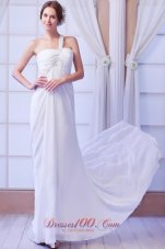 One Shoulder Empire Bridal Dress Chiffon Court Train Beading