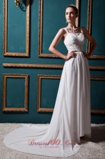 Low Price Court Train Chiffon Wedding Dress Empire Straps