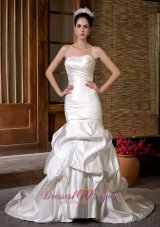 Mermaid Chapel Train Bridal Gown Beading and Ruch Taffeta