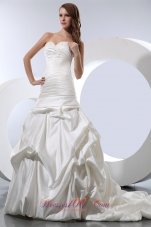 Court Train Sweetheart Bridal Wedding Dress Beading and Pick-ups