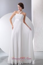 Halter Top Straps Chiffon Wedding Gown Floor-length Empire