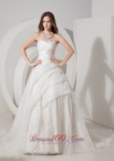 Sweetheart Appliques A-line Bridal Gown Court Train Organza