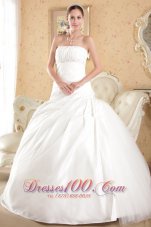 Strapless Tulle and Taffeta Bridal Dress Court Train Beading