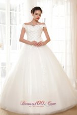 Off The Shoulder Ball Gown Tulle Appliques Wedding Dress