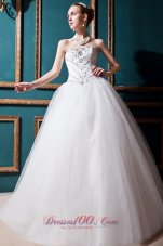 Sweetheart Floor-length Tulle ball gown Beading Wedding dress