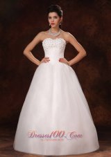 Unique Beaded A-Line Organza Customize Wedding Dress