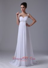 2013 Beaded Waist Empire Straps Chiffon Wedding Dress