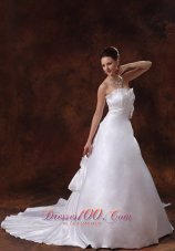 Sweetheart Hand Made Flowers Wedding Dress Chapel Train