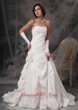 Princess Bridal Dress Strapless Flowers Court Satin