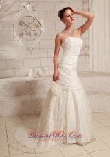 A-line Customize Lace Wedding Dress Taffeta Gangnam Style