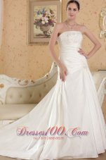 Perfect Hall Bridal Gowns Chapel Train Taffeta Appliques