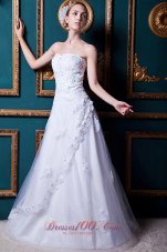 Appliques Apron Split Wedding Dress A-line Floor-length