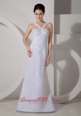 Customize Simply Wedding Dress Column V-neck Appliques Strap