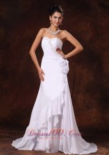 Chiffon Structured Wedding Gowns Ruffles Beading Flowers